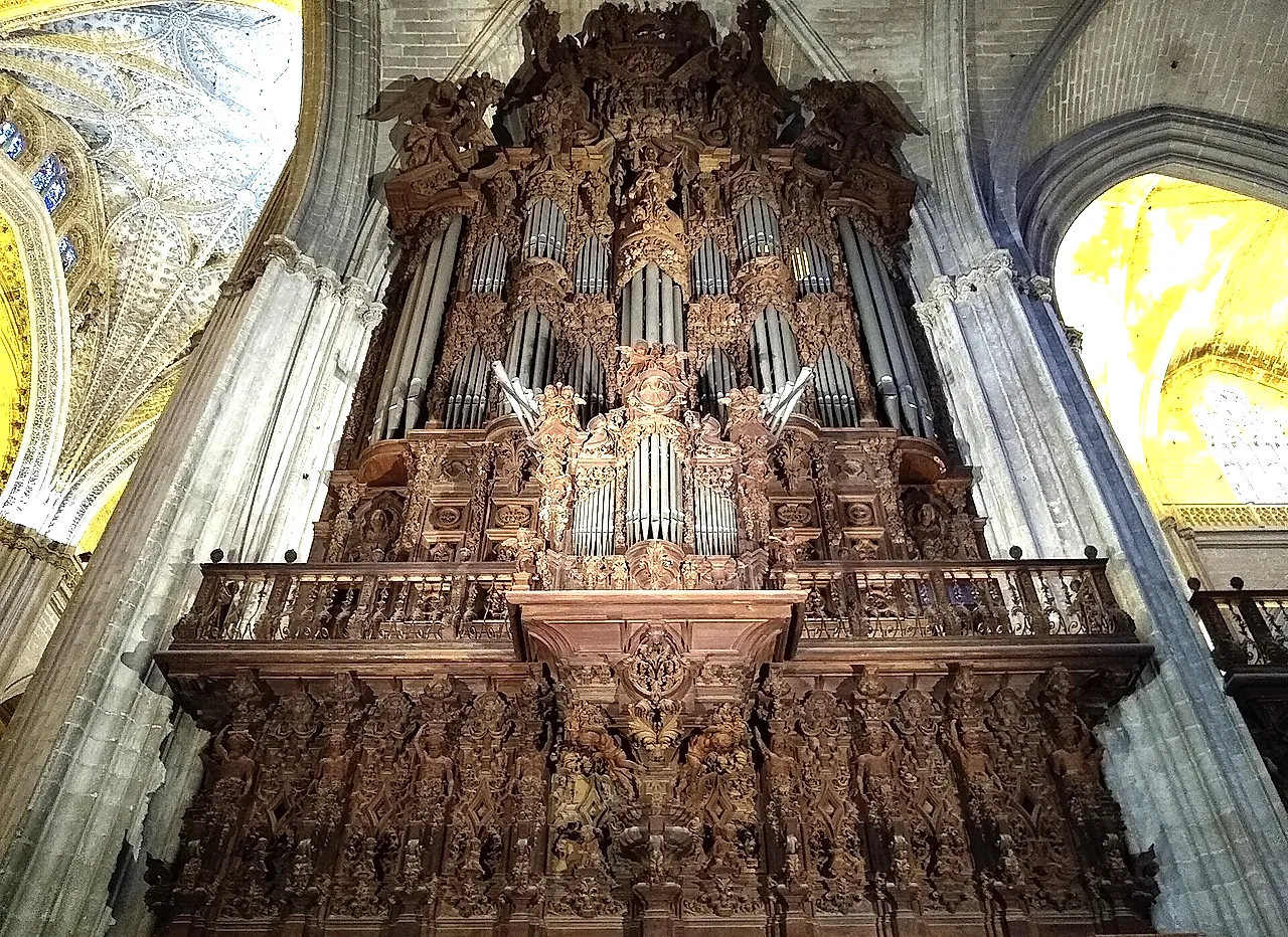 One of the cathedral's great organs with its carved case